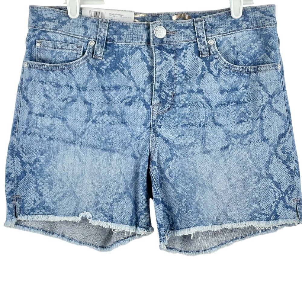 NWT Seven7 Women's Weekend Denim Shorts Size 4 Python Indigo 5" Inseam Fray Hem